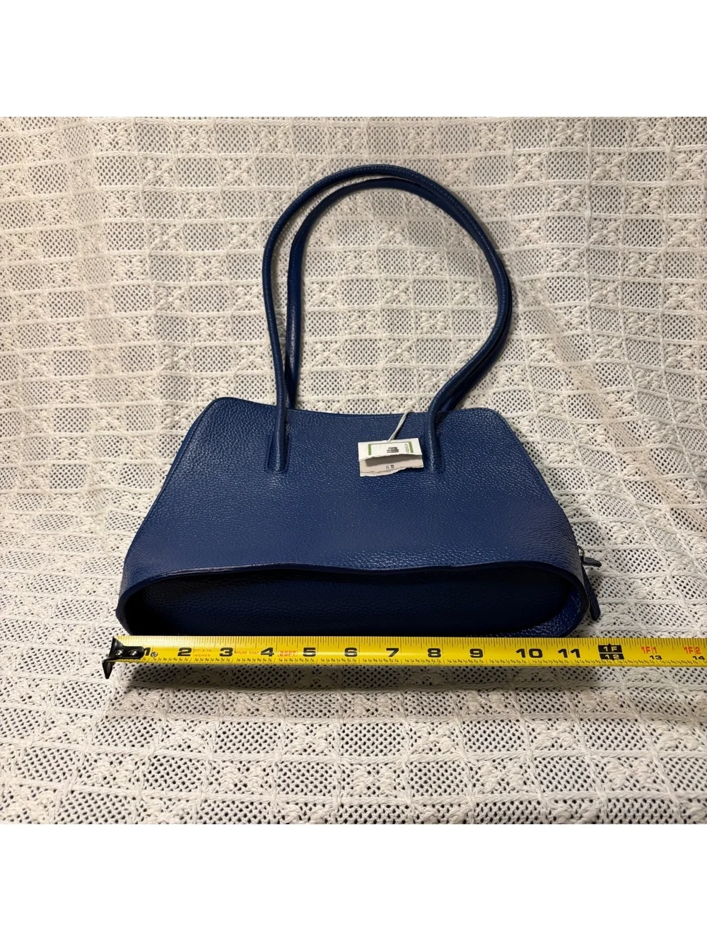 NWT (torn) Cleo & Patek Paris Leather Blue Shoulder Bag Vibrant Red Interior